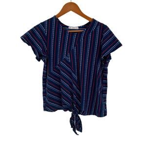 Red white and blue top ACOS & A womens large tie waist